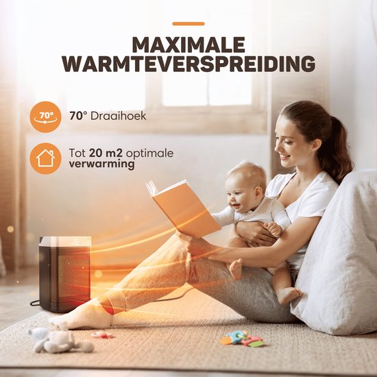 Vulpes Goods® Tech - Réchaud électrique avec télécommande - Réchaud à ventilateur - Réchaud en céramique - 4 niveaux - 1500W - Rotary, Timer & Thermostat - Chauffage - Chauffage électrique pour l'intérieur - Noir