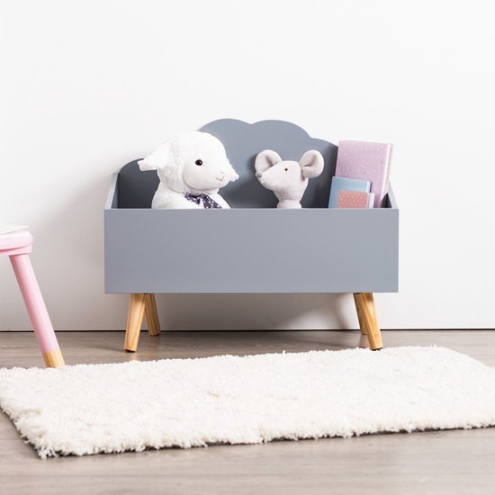 Coffre à jouets en bois Sphera - blanc - 58 x 28 x 45 cm