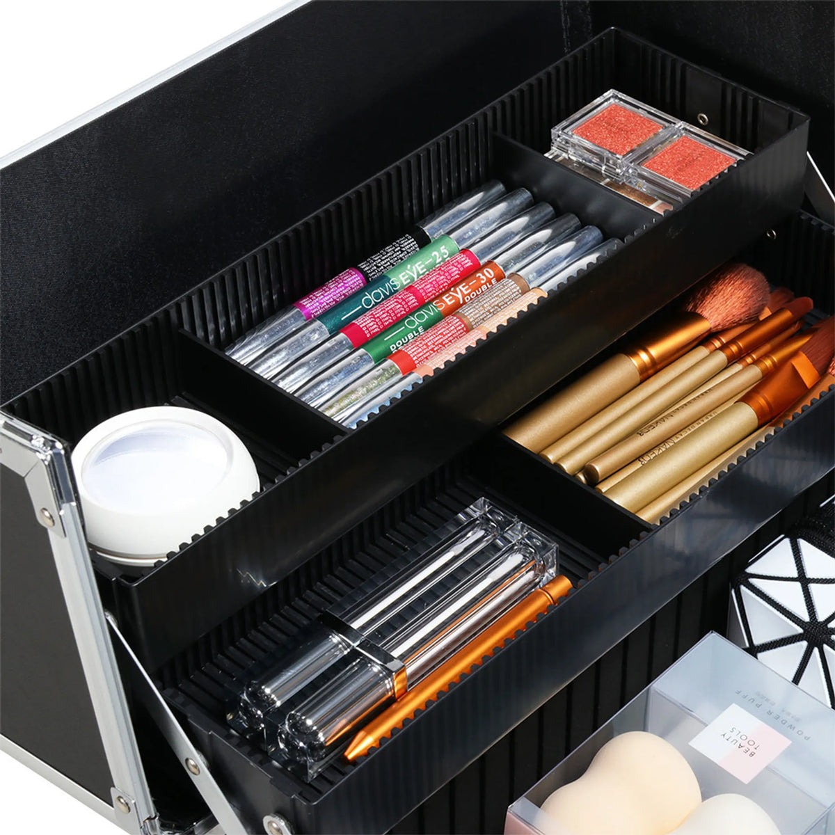 Valise de voyage cosmétique 3-en-1 Yaheetech 36 x 24 x 78 cm – Noir – Aluminium et plastique
