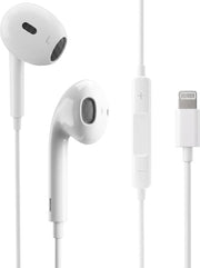 Écouteurs filaires Nuvance - Compatibles Lightning - Écouteurs intra-auriculaires filaires - Écouteurs filaires avec microphone - Blanc