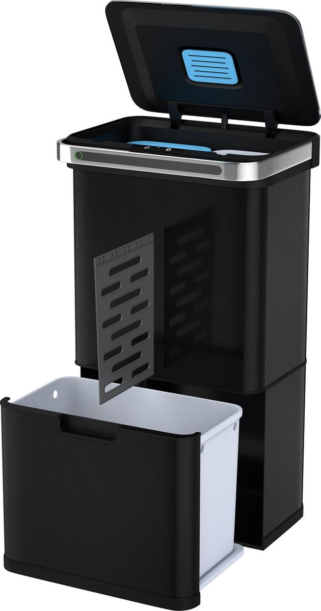 StangVollby Poubelle automatique avec capteur - fermeture automatique douce - Poubelle tri sélectif -4 compartiments - 4 compartiments -Acier inoxydable - 60 L