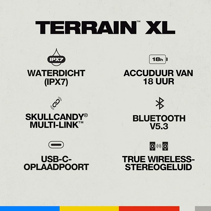 Enceinte Bluetooth Skullcandy Terrain XL - Noire - IPX7 - 8,89 × 8,89 × 19,05 cm