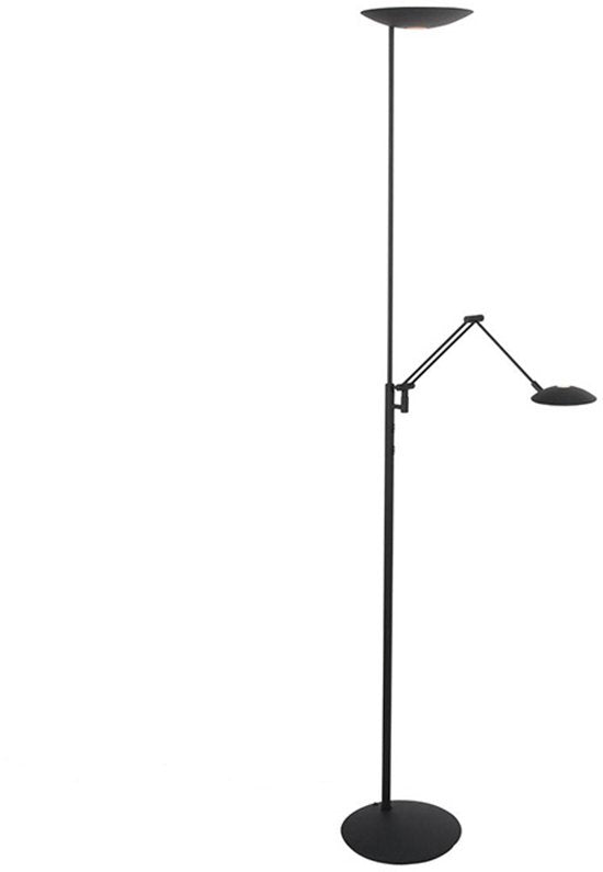 Lampadaire Daphne 2 4602ZW - lampadaire moderne noir avec bras de lecture orientable et inclinable, en métal et composants électroniques - Steinhauer