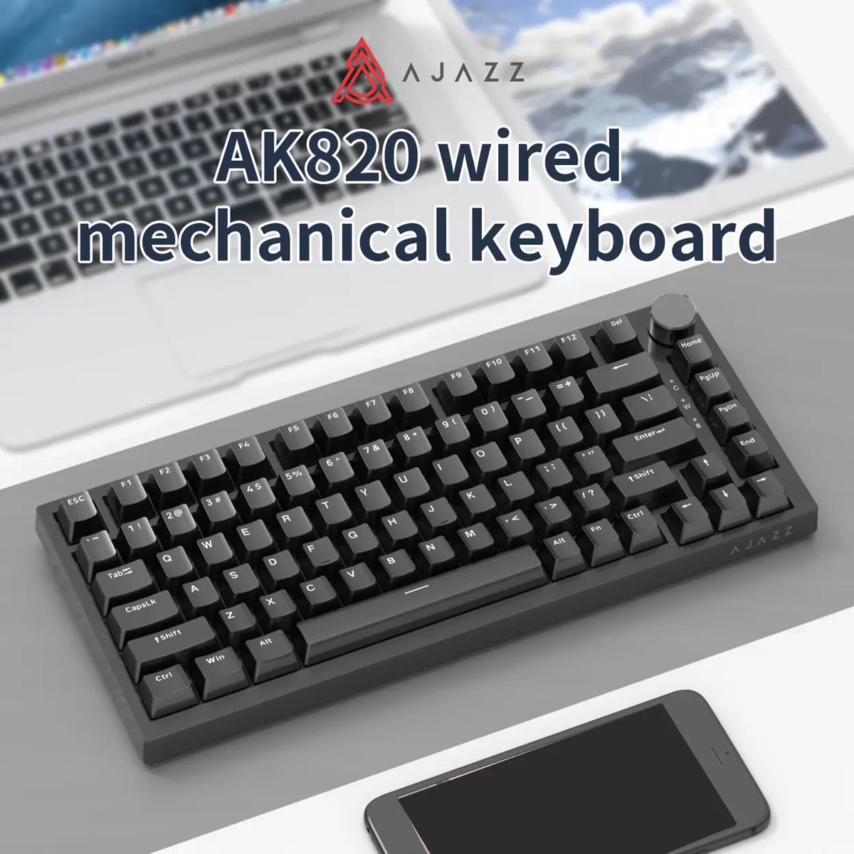 Clavier mécanique AJAZZ AK820 - 75 % - QWERTY américain - Noir