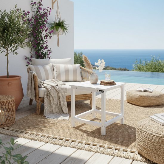 Table d'appoint AXI Tess blanche – Petite table de jardin en bois – Carrée – 40,5 x 40,5 x 46 cm – Bois de pruche 100 % certifié FSC – Pour le jardin, la terrasse et le balcon