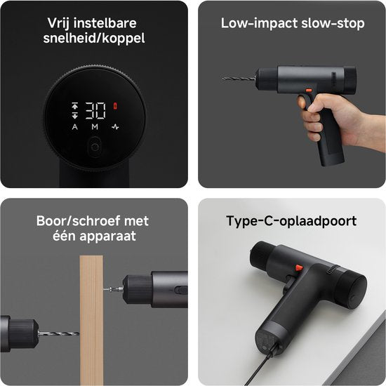 Perceuse sans fil sans balais Xiaomi 12 V Max | Perceuse sans fil 12 V | 30 Nm | 1 400 tr/min | 30 niveaux de couple | Écran intelligent | USB-C