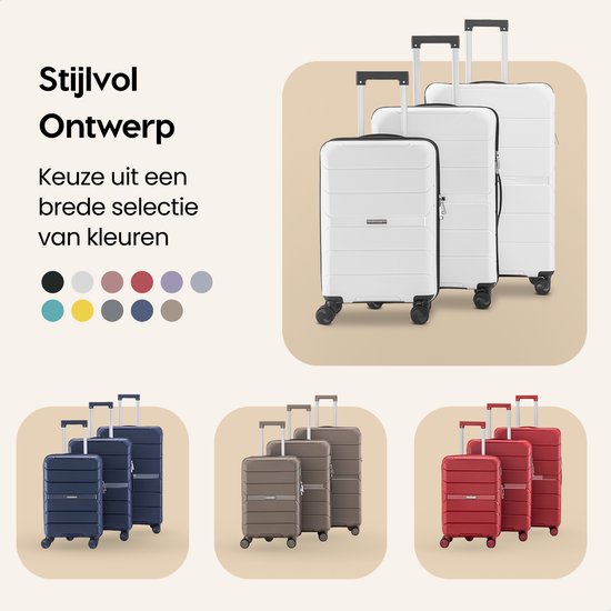 SKYCASES Urban Adventurer - Valise de voyage moyenne - Verrouillage par numéro - 44x27x66cm - 78L - Valise de voyage avec verrouillage de valise - Roues pivotantes - Blanc