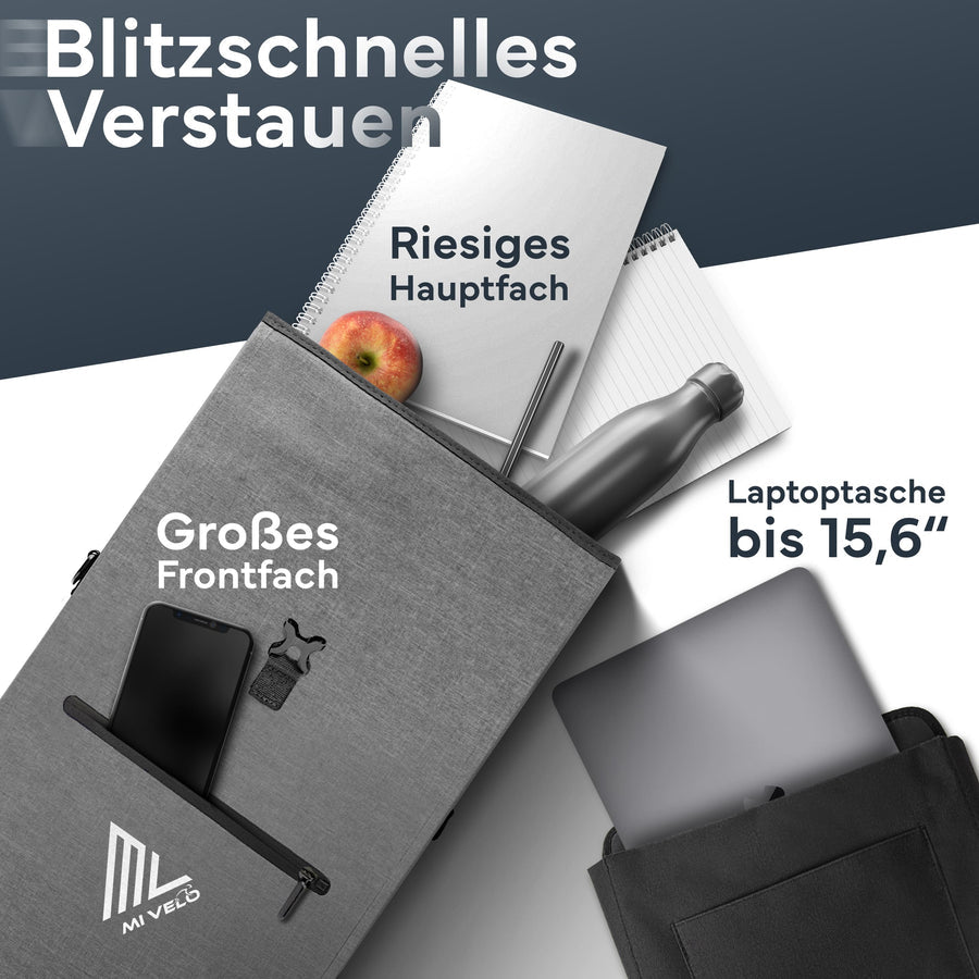 MIVELO 3-in-1 Pannier & Sac à dos - Imperméable - 25L - Comprend un compartiment pour ordinateur portable - Pannier Full Reflex