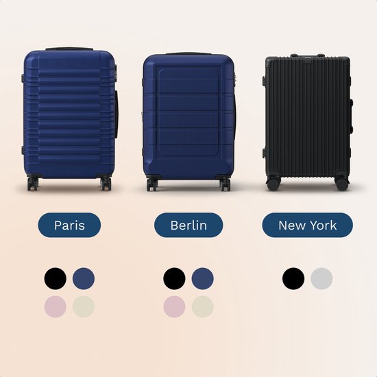 Valise de voyage TRVLMORE de taille moyenne - 65 x 44 x 25 cm - 70 L - Serrure à combinaison - 4 roulettes pivotantes à 360° - Bleu foncé
