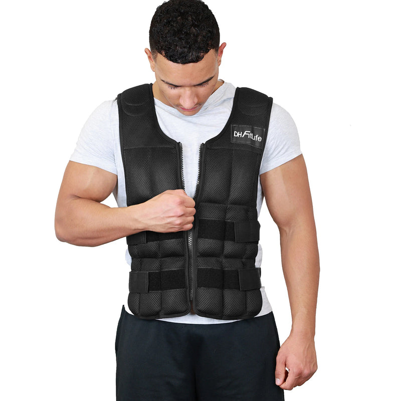 Gilet lesté réglable DH FitLife - 1 à 20 kg - 38 blocs de poids amovibles - 48 x 62 cm - Noir