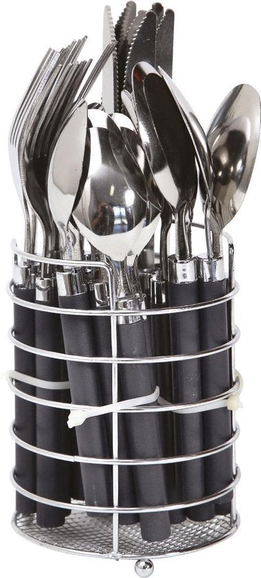 Bo-Camp - Set de couverts - Dans le panier - acier inoxydable - 24 pièces - 6 personnes - Gris