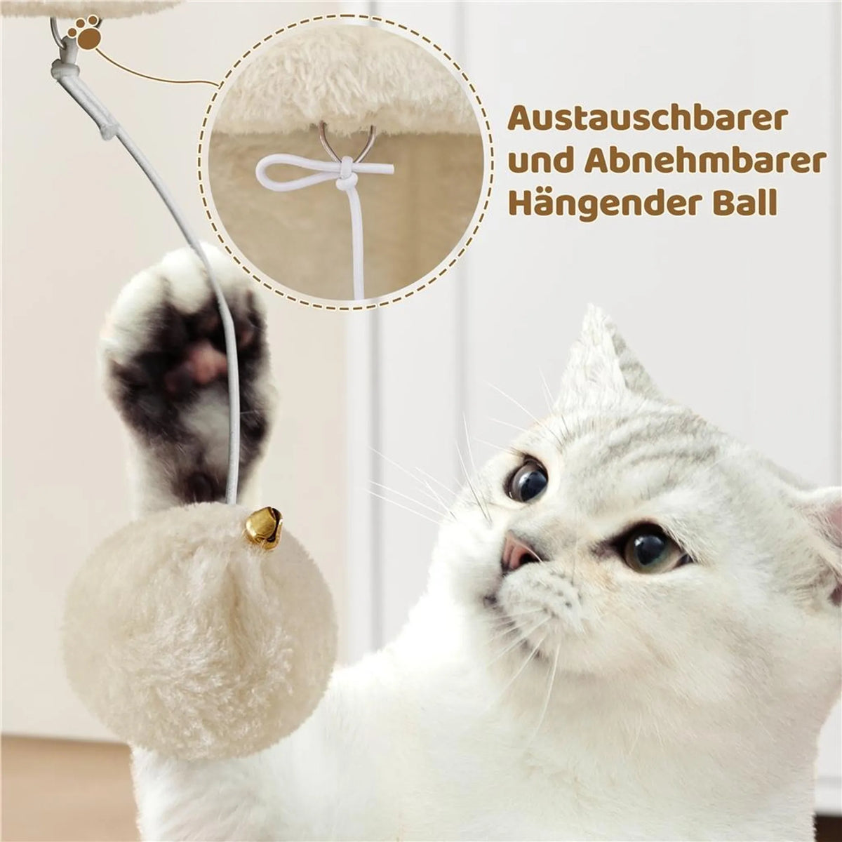 Yaheetech Cat Pole With Cat Burrow - équipé de griffoirs en sisal, d'un hamac et d'une aire de repos douce - pour chatons et petits chats - panneau de particules et peluche beige - 40,5 x 40,5 x 59 cm