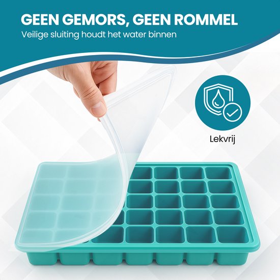 TTD® Luxury Ice Cube Mould with Lid - Set of 2 Pieces - 40 + 40 Smaller Square Ice Cubes - 100% Silicone - BPA Free - Ice Cube Mould