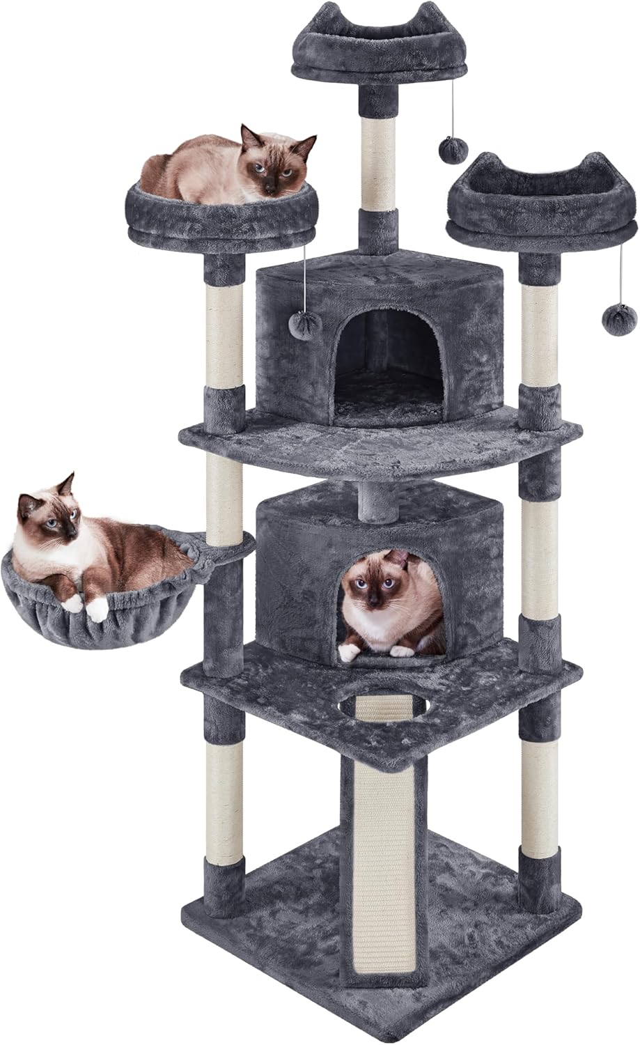 Arbre à chat Yaheetech XXL - 193 cm - gris foncé