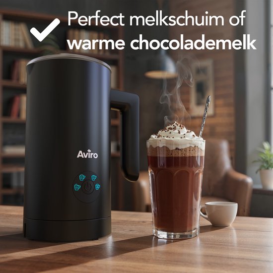 Aviro Milk Frother With Spout - Electric - 300ML - 4-in-1 - Milk Frother - Milk Whiskisk - Milk Frother - Black