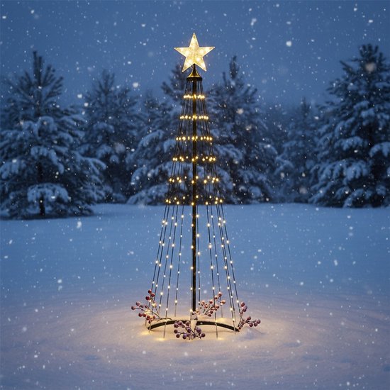 Sapin de Noël LED noir Nampook avec 154 LED, 150 cm et télécommande – Blanc chaud