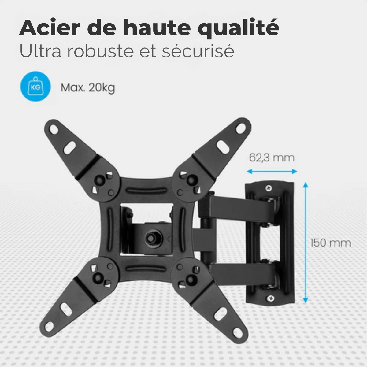 Support TV - Auronic - Support mural pour TV - pivotant et inclinable - 13 à 42 pouces - 20kg max - Noir