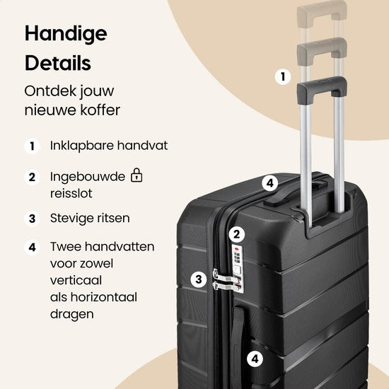 SKYCASES Urban Adventurer - Valise bagage à main - Serrure à chiffres - 44x27x66cm - 44L - Valise de voyage avec serrure de valise - Roues pivotantes - Noir
