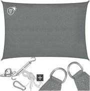 tectake® Toile d'ombrage rectangulaire Sunny - 3 x 4 m - Toile d'ombrage extra robuste en HDPE 185 g/m² - Protection UV 50+ - Résistant aux intempéries et à la déchirure - Parasol pour jardin, balcon, terrasse - Parasol avec matériel de fixation - Gris