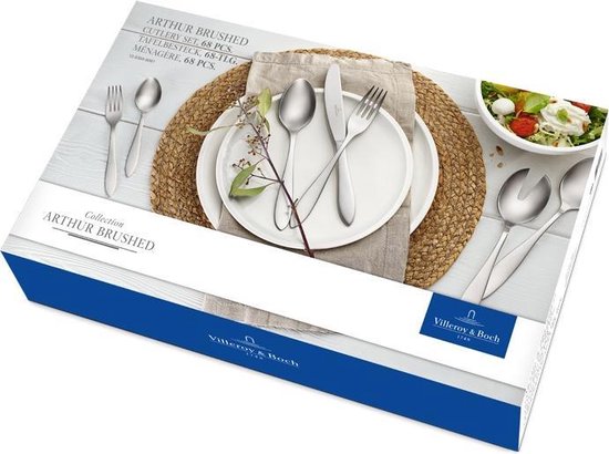 Villeroy & Boch Arthur Set de couverts - 68 pièces - Acier inoxydable brossé