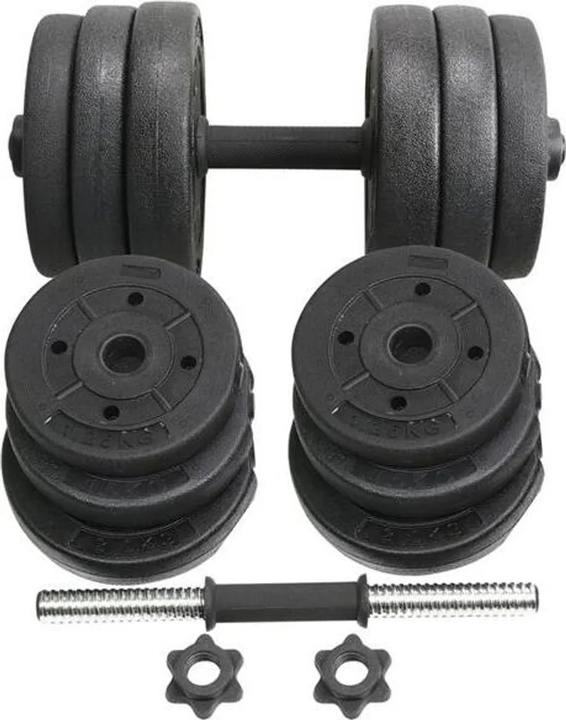 Yaheetech Jeu d'haltères 20kg - Réglable - Anti-dérapant - 12 poids - Noir