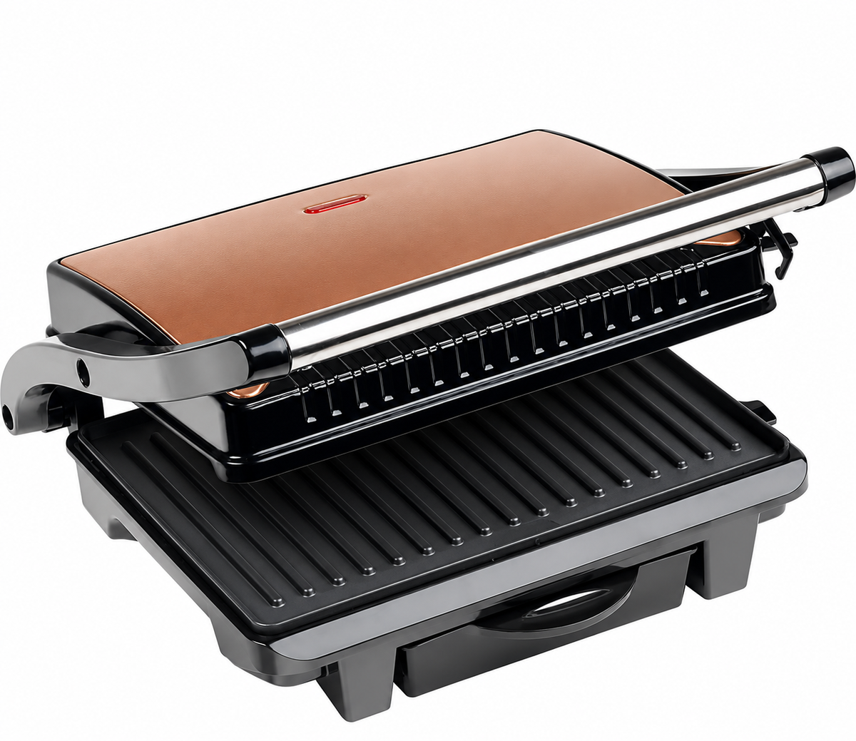 Grill de table Bestron - ASW113CO - 1 000 W - Appareil à croque-monsieur - Surface de cuisson 25 x 17 cm - Cuivre