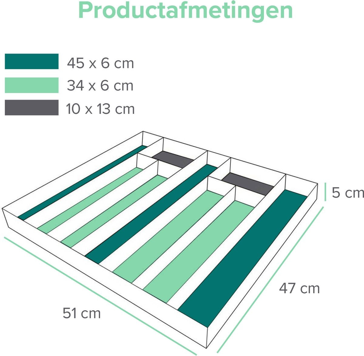 Grote Bestekbak Bamboe 51x47x5cm | Besteklade van Coninx | Bestekhouder | Opbergbak | Duurzaam | Enkel geschikt voor laden van 47cm diep of meer