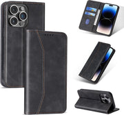 Étui Podec avec porte-cartes, compatible avec l'iPhone 12 Pro Max, étui noir pour téléphone - Étui « Bookcase » antichoc avec 1 protecteur d'écran - Étui portefeuille