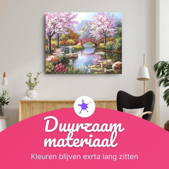 Rubye® Painting By Number Adults - Japanese Garden - Pinceaux inclus - Canvas Painting canvas - Colour by Number - 40x50cm