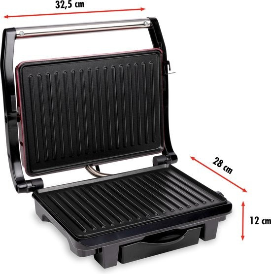Grill de contact - alpina - Antiadhésif - 1000W - Noir/Rouge