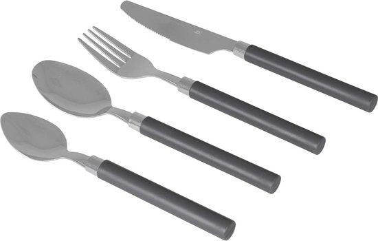 Bo-Camp - Set de couverts - Dans le panier - acier inoxydable - 24 pièces - 6 personnes - Gris