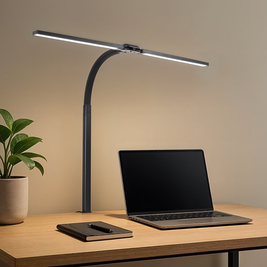 Goliving Lampe de bureau avec pince XL - 78 CM - LED dimmable avec télécommande - Lampe à pince - Lampe de table - Lampe de lecture - Flexible - Lampe LED - Touch Control - Softclose - Noir