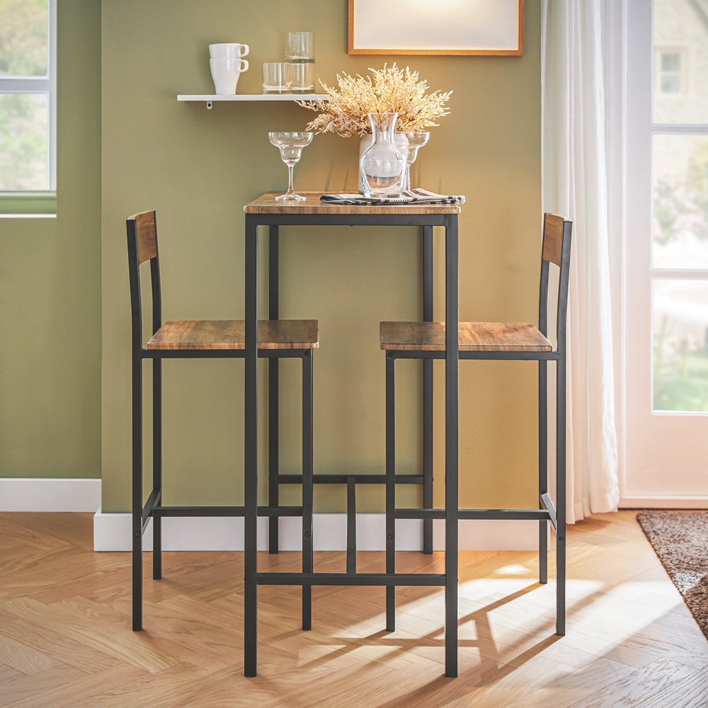 SoBuy OGT03-XL Table bistro avec 2 tabourets - Industriel - Ensemble 3 pièces