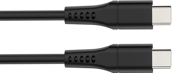 Câble de recharge et de transfert de données USB HQ-Power, USB 2.0, USB-C vers USB-C, 480 Mbps, nickelé, câble en TPE, compatible avec les ordinateurs portables, tablettes et smartphones d'une puissance de 60 W, noir, 1 m