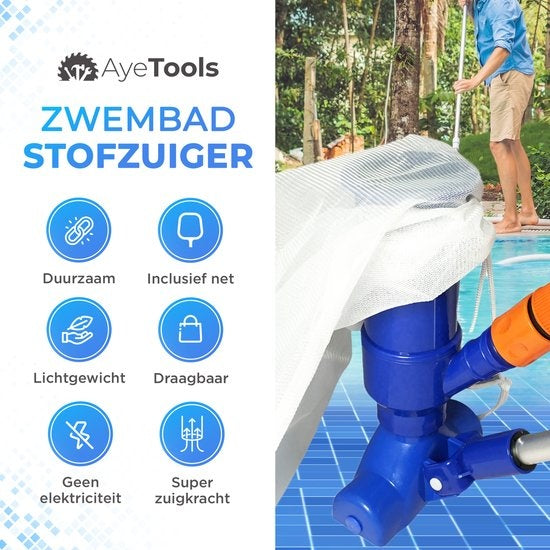AyeTools Aspirateur de piscine - avec filet de récupération - Bleu