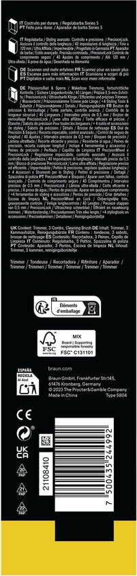 Tondeuse à barbe Braun Series 5 BT5520 + 4 accessoires - 40 longueurs - Lame de rasage tranchante - Noir