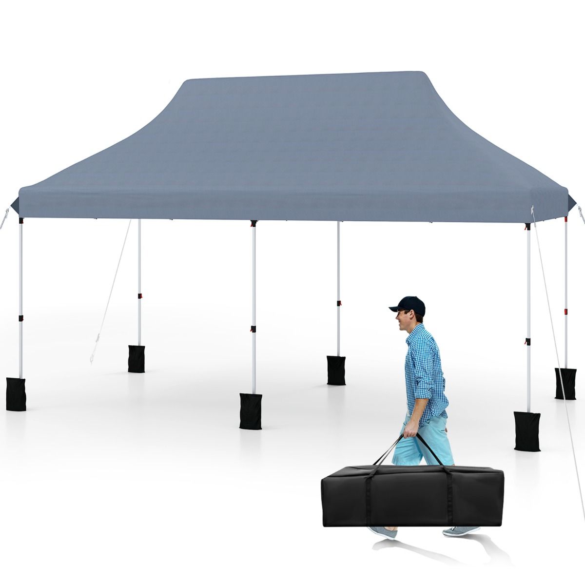 Tente de fête Coast pliable - extensible - imperméable - grise 300 x 600 cm