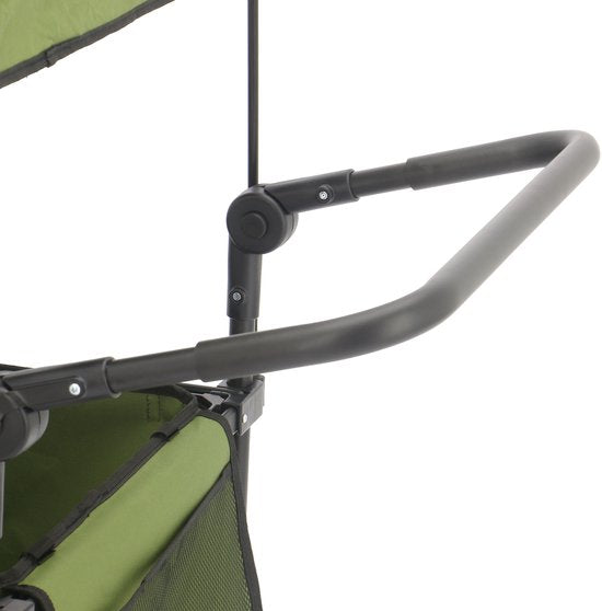 AXI SB221 Chariot pliable avec toit – Vert – Avec barre de traction, freins et housse – Capacité de charge de 100 kg – Facile à transporter – Métal