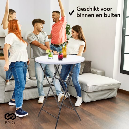 Infinity Goods 2 Sturdy Tables - Table de fête - Robuste et résistante aux intempéries - Pliable - 80cm x 110cm - Fête - Blanc/Gris