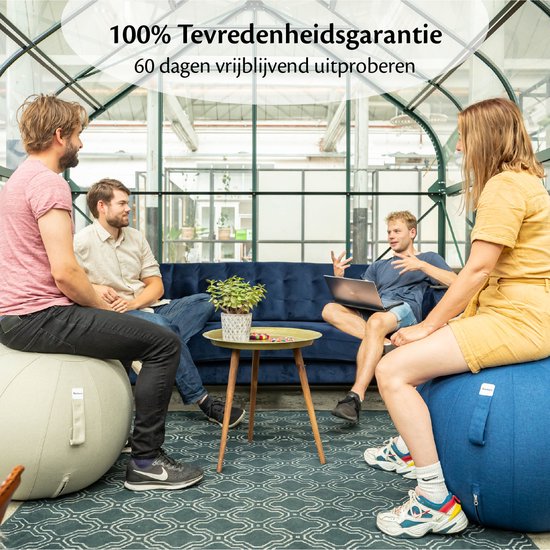 Backerz® Ballon d'assise pour le bureau et la maison 65 cm - Ballon de yoga haut de gamme - Ballons d'assise avec housse - Ballon ergonomique pour chaise de bureau - Lin anthracite