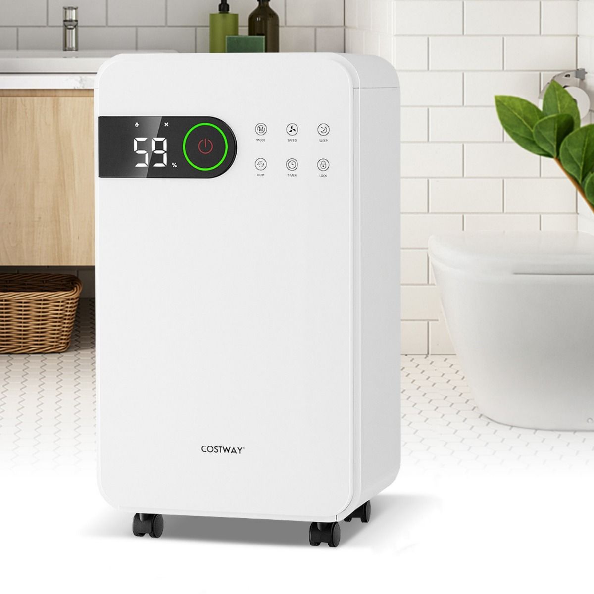 Déshumidificateur Coast - Réservoir d'eau de 2,3 litres - Mode veille - Minuterie 24 heures - Blanc
