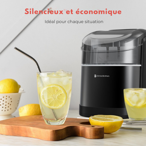 Machine à glaçons  avec pelle à glace- KitchenBrothers - Fonction autonettoyante - - 1.6L - 8 min. - 12kg/24h - Noir