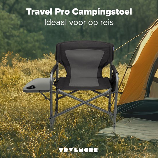 TRVLMORE Chaise de camping - Pliable - Légère - Capacité de charge de 120 kg - Noire