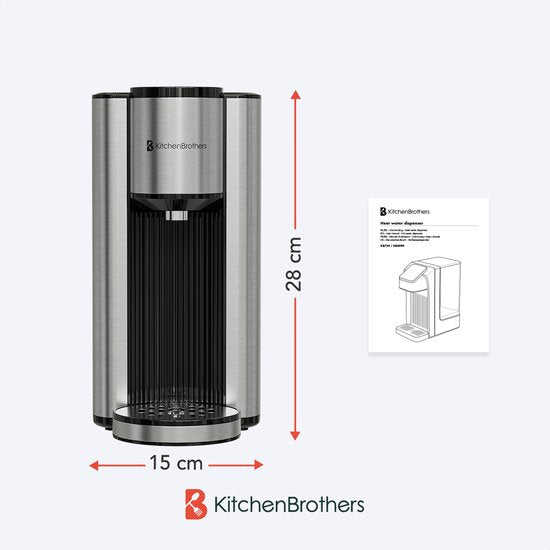 KitchenBrothers Distributeur d'eau chaude - Robinet d'eau chaude - 40-100°C - 150/250/300 ml - Bouilloire instantanée - 2.5L - Noir