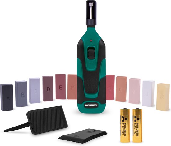 VONROC Kit de réparation pour stratifié et bois - 11 couleurs mixables et piles incluses