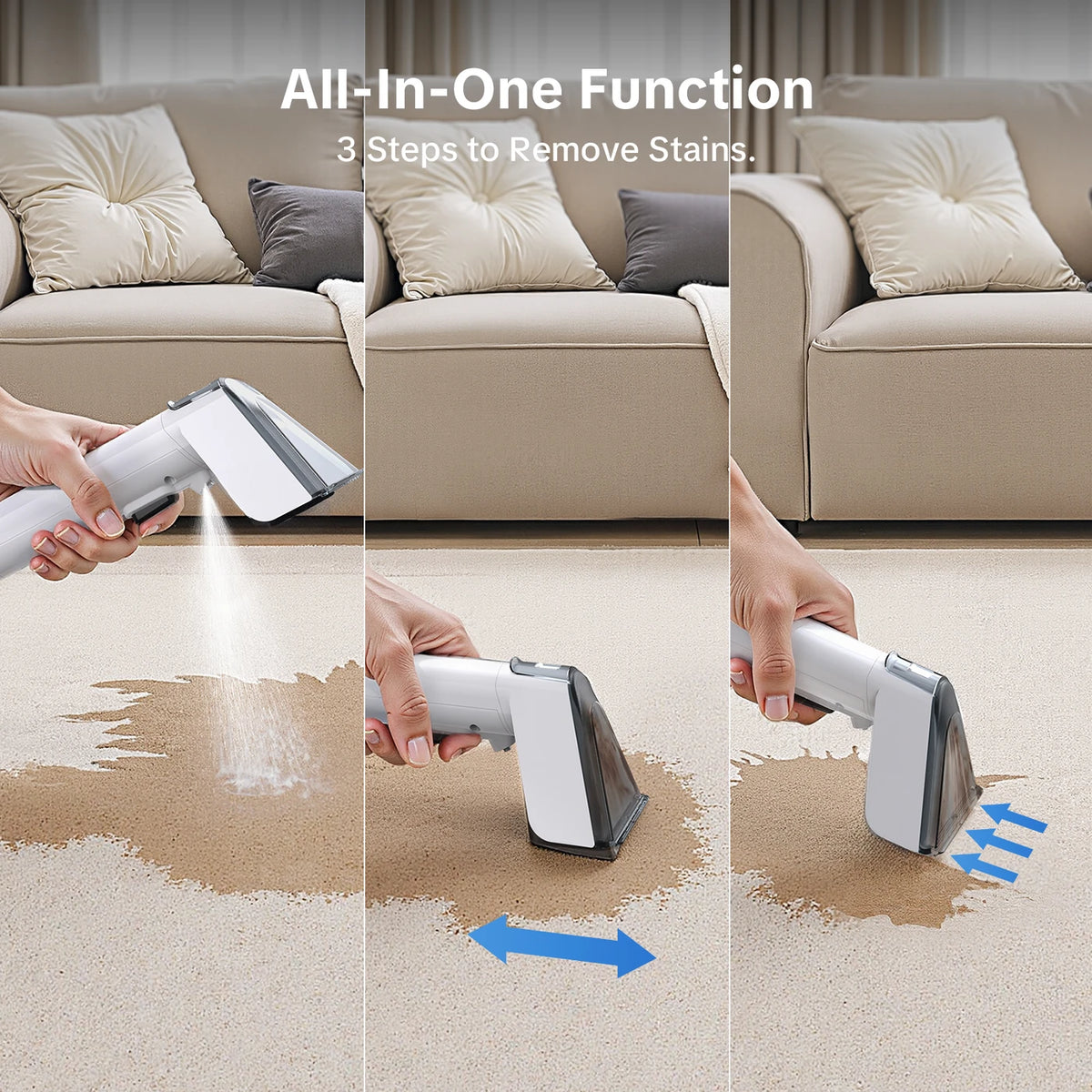 Nettoyeur de tapis Lubluelu V8 - 15 000 Pa - 1 400 W - Avec fil - 39 cm - Blanc