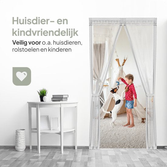 O'DADDY Rideau de porte Deluxe FIBER - Rideau à lames magnétiques - Pour les nouvelles constructions et les portes standard - Installation facile - Blanc Hor - 92x230 cm