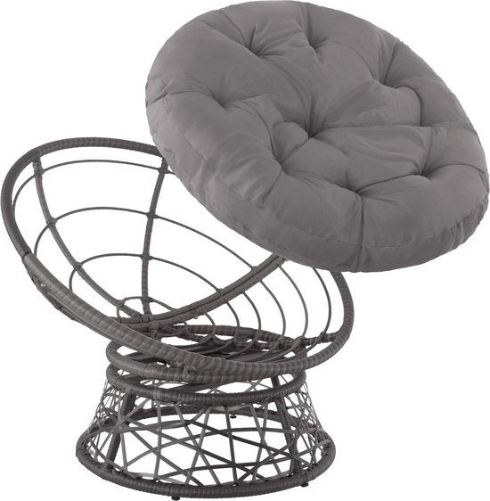 tectake® - Fauteuil papasan en osier Gargano - gris - 403553 - poly-rattan