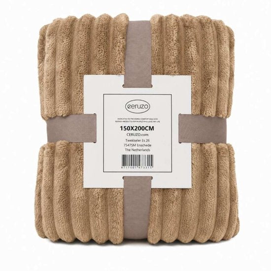 Couverture en polaire Ceruzo 150 x 200 cm – Camel – Plaid doux – 280 g/m² – Couverture d'intérieur