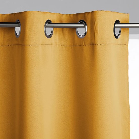 Lot de 2 rideaux occultants Atmosphera couleur ocre, 135 x 240 cm - Prêts à l'emploi avec anneaux - Rideaux et habillage de fenêtres - 2 pièces, couleur ocre